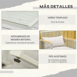 Outsunny Conjunto De Muebles De Jardín De Ratán 4 Piezas Sofá Doble 2 Sillones Individuales Y Mesa De Café De Vidrio Con Cojines Desenfundables Para Exterior Terraza Gris -Jardín Muebles Ventas 01781c07b5f43c55fef541bc0665bb4392522e5e 8a091eaf186a4c34ac09309b7d683a72
