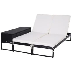 Outsunny Conjunto De 2 Tumbonas De Jardín Con Cojines Acolchados Ratán Con Mesa Auxiliar Para Piscina O Terraza Carga 160 Kg 195x60x86 Cm Acero Negro -Jardín Muebles Ventas 01b450d79b198ad123bd46c68e4426b247d99d5d 1aa95bfd8ae548ee9a527232c8a00a48