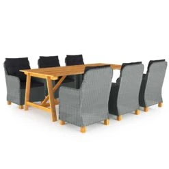 Juego De Comedor De Jardín 7 Piezas Gris Claro VidaXL