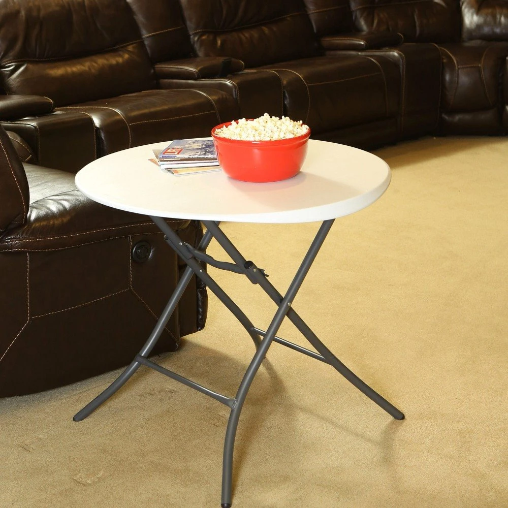 Mesa Auxiliar Plegable Redonda Blanco LIFETIME Ø84 X 74 Cm 7 Mesa Auxiliar Plegable Redonda Blanco LIFETIME Ø84 X 74 Cm - Imagen 5