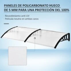 Outsunny Tejadillo De Protección 195x75 Cm Marquesina Para Puertas Y Ventanas Contra Sol Y Lluvia Con Paneles De Policarbonato Barras De Aleación De Aluminio Transparente -Jardín Muebles Ventas 06ca2c7ad83aa6d637bfe6f4091a91e975854472 8afd03efe0794eb48f25dce1c96569d8
