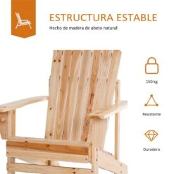 Outsunny Silla Adirondack De Madera Silla De Jardín Con Reposabrazos Y Respaldo Alto Para Terraza Balcón Exterior 72,5x97x93 Cm Natural -Jardín Muebles Ventas 076e11c9b9229e0d0c47591b2960b132e9ce8085 05f9736bd1c34494b57d7fd33104e62f