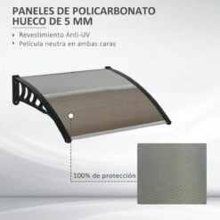 Outsunny Tejadillo De Protección 103x96,5x27 Cm Marquesina Exterior Para Puertas Y Ventanas Contra Sol Y Lluvia Con Soporte Aleación De Aluminio Policarbonato Marrón Translúcido -Jardín Muebles Ventas 0c6971c7123572b95b2e05fe3b7feb3d4a4b5ff3 50e99970f07745ea95f6a4bfb9a32fbc