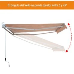 Outsunny Toldo Retráctil Con Manivela Toldo De 300x250cm Con Brazo Articulado De Aluminio Y Poliéster 280g/m² Rayas Naranja Beige Y Blanco -Jardín Muebles Ventas 0c71ed17875151bf65cbfa8643804e0916cb05f0 178389e00e8944d79d75191718928548