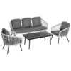 Outsunny Conjunto De Muebles De Ratán Y Aluminio Juego De Muebles De Jardín 4 Piezas Mesa De Café Sofá De 3 Plazas Y 2 Sillones Con Cojines Para Terraza Exterior Gris