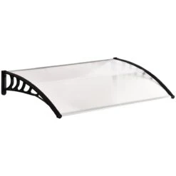 Outsunny Tejadillo De Protección Para Puertas Ventanas Contra Sol Y Lluvia Marquesina De Techo Diseño Moderno Aleación De Aluminio Duradero 150x90x25 Cm Transparente
