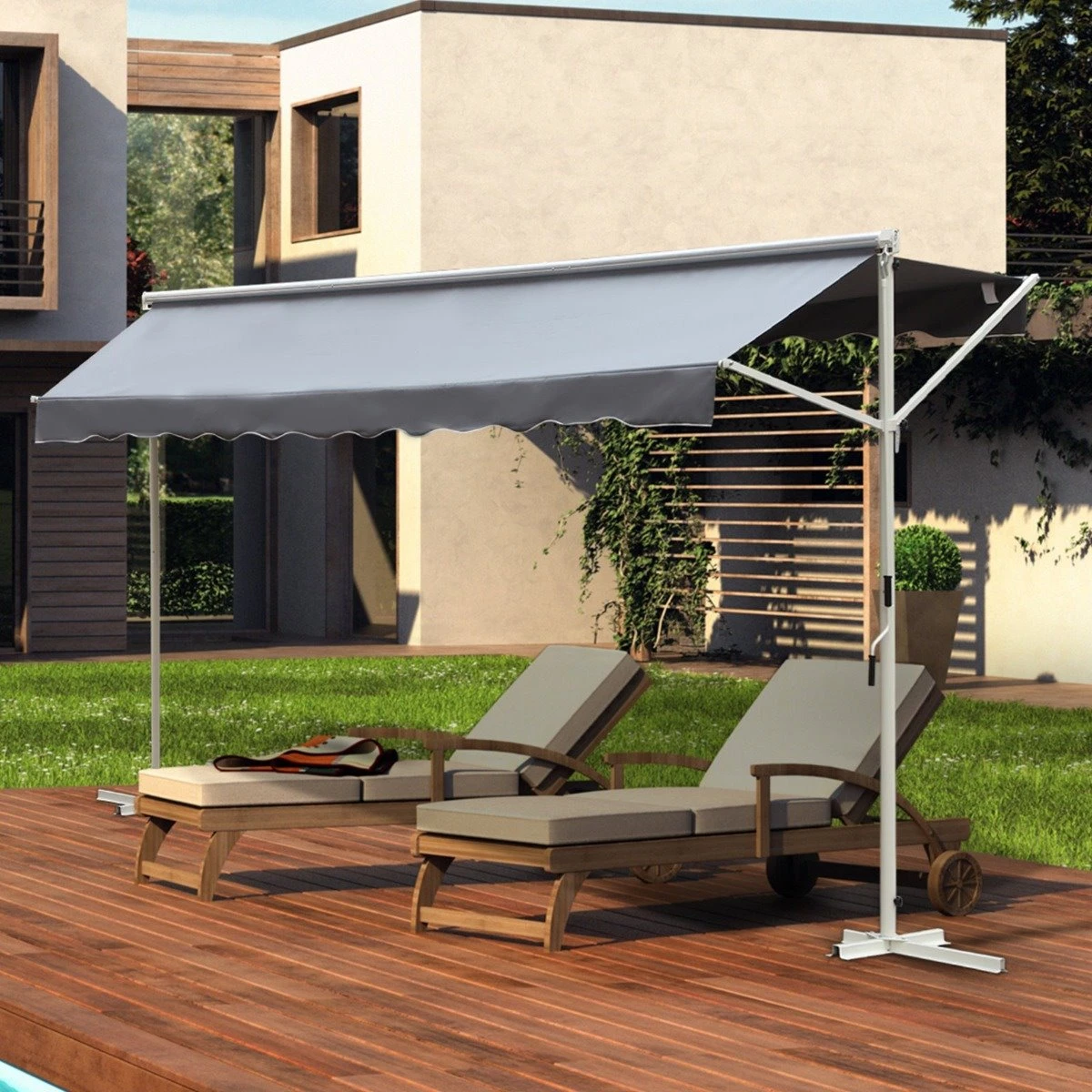 Outsunny Toldo De Pie Independiente 300x295x260 Cm Con Manivela Doble Cara Ángulo Ajustable Portátil Protección Solar Para Jardín Terraza Patio Gris 4 Outsunny Toldo De Pie Independiente 300x295x260 Cm Con Manivela Doble Cara Ángulo Ajustable Portátil Protección Solar Para Jardín Terraza Patio Gris - Imagen 2