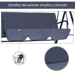 Outsunny Columpio De Jardín De 3 Plazas Silla Balancín Con Parasol Techo Ajustable En Ángulo Para Terraza Balcón Carga Máx. 200 Kg Acero 172x110x153 Cm Negro -Jardín Muebles Ventas 110b23c724a2383e82770abc8ac966433c6a0ccc dcd98f7191044f218099c13aca0d46d3