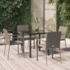 Set Comedor Jardín 5 Pzas Y Cojines Ratán Sintético Negro Gris VidaXL