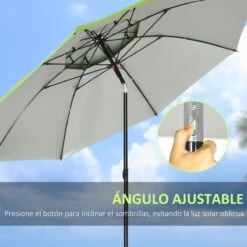 Outsunny Sombrilla De Playa Ø185x205 Cm Parasol Para Terraza Con Techo Doble Ángulo Ajustable Protección UV30+ 8 Varillas De Acero Y Bolsa De Transporte Verde -Jardín Muebles Ventas 1389c54ca19430722bd2f0eb0f4dd48b862ddfd6 2d2205d9c8864abc8d1793436d73bc74