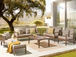 Conjunto De Jardín 7 Plazas De Madera De Acacia Certificada Oscura/gris Pardo PATAJA