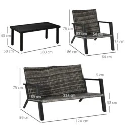 Outsunny Conjunto De Muebles De Jardín De Ratán 4 Piezas Juego De Muebles De Exterior Con Sofá De 2 Plazos Sofás Individuales Y Mesa De Centro Para Terraza Patio Negro -Jardín Muebles Ventas 169ec4192da8ec3f2246f2e12f35c4a33b376367 026acefc507e438e96e819f718d0dd5f