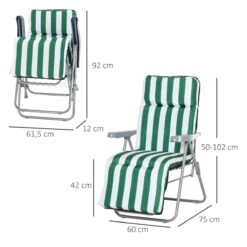 Outsunny 2 Tumbonas Plegables De Jardín Sillas De Gravedad Cero De Acero Con Cojín Acolchado Respaldo Ajustable En 5 Posiciones Y Reposapiés 60x75x50-102 Cm Rayas Verde -Jardín Muebles Ventas 1a8a7badc158dae22d40c0f30a4642f7317bb284 d945d4795a5f43b1b8801c1d7fc66122