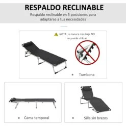 Outsunny Tumbona Plegable Reclinable De Aluminio Con Reposacabezas Extraíble Y Respaldo Transpirable Ajustable En 4 Posiciones Para Jardín Terraza Camping Exterior 170x60x76 Cm Negro -Jardín Muebles Ventas 1d5cf69527848a9e5510c860921ff5a352e4f140 ca7c504f9fa646f8928e91262a99e981