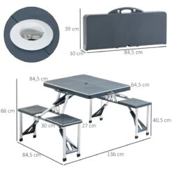Outsunny Mesa Maleta De Camping Plegable Portátil 4 Asientos Y Agujero Sombrilla Estructura Aluminio Playa Picnic 136x84,5x66 Cm (Gris) -Jardín Muebles Ventas 1df550f540b4a1b0411dec5d4ce49db6902be824 9e106858e50c494995e0dc91d6bb9cdd