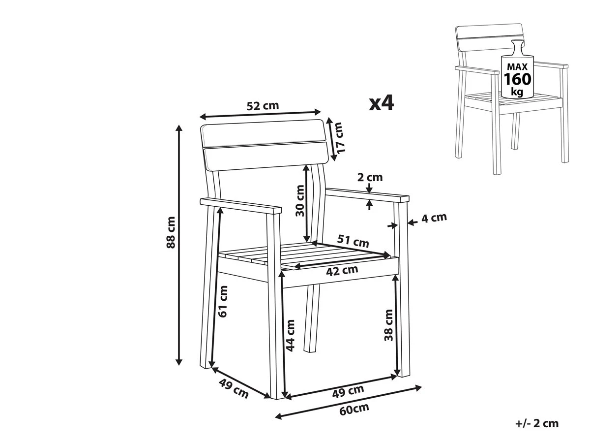 Conjunto De 4 Sillas De Madera De Acacia Clara FORNELLI 5 Conjunto De 4 Sillas De Madera De Acacia Clara FORNELLI - Imagen 3