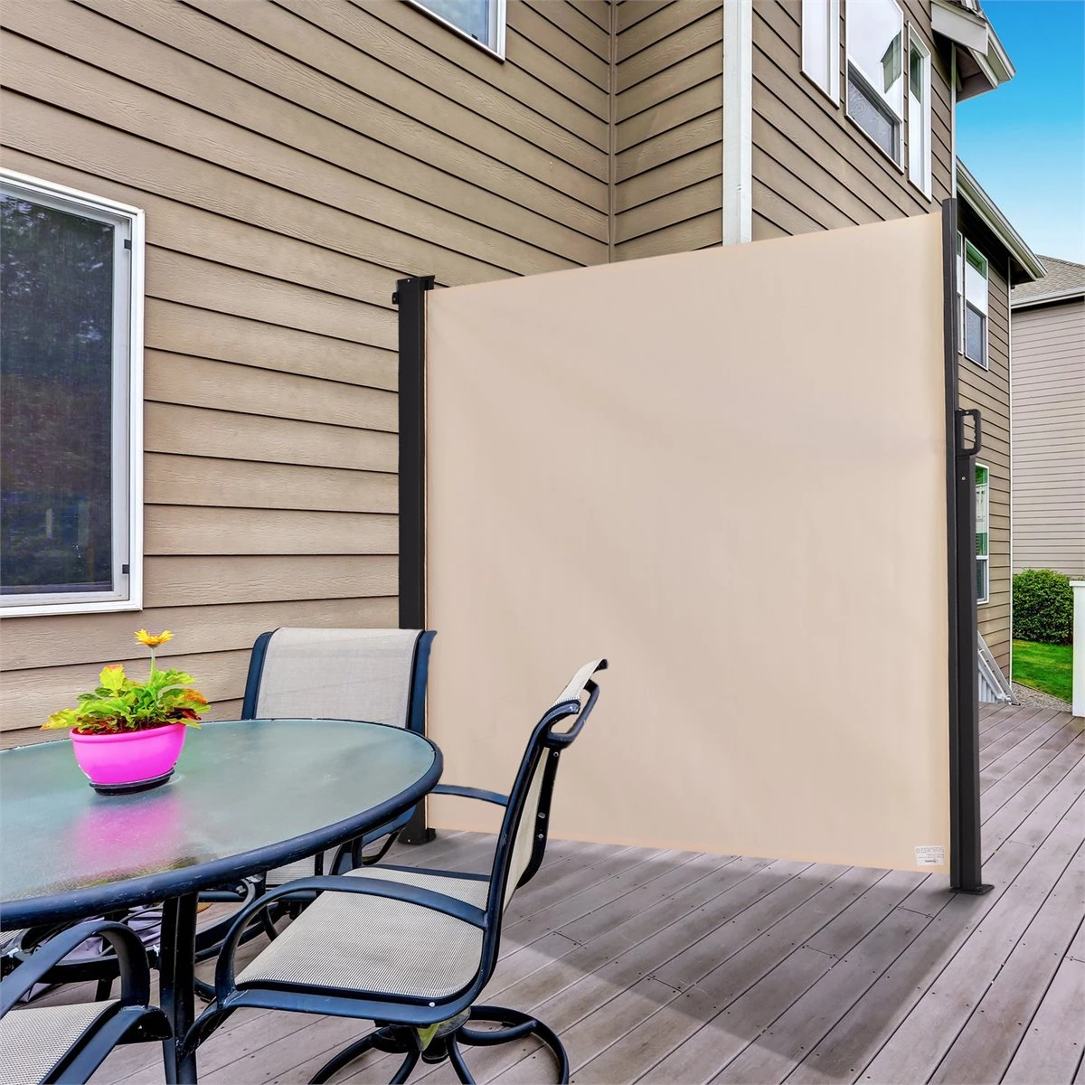 Outsunny Toldo Lateral Retráctil Exterior 350x180cm Pantalla De Privacidad Contra Sol Viento Visión Para Jardín Patio Balcón Tejado Hecho De Aluminio Poliéster Montar Utilizar Fácil Beige 4 Outsunny Toldo Lateral Retráctil Exterior 350x180cm Pantalla De Privacidad Contra Sol Viento Visión Para Jardín Patio Balcón Tejado Hecho De Aluminio Poliéster Montar Utilizar Fácil Beige - Imagen 2