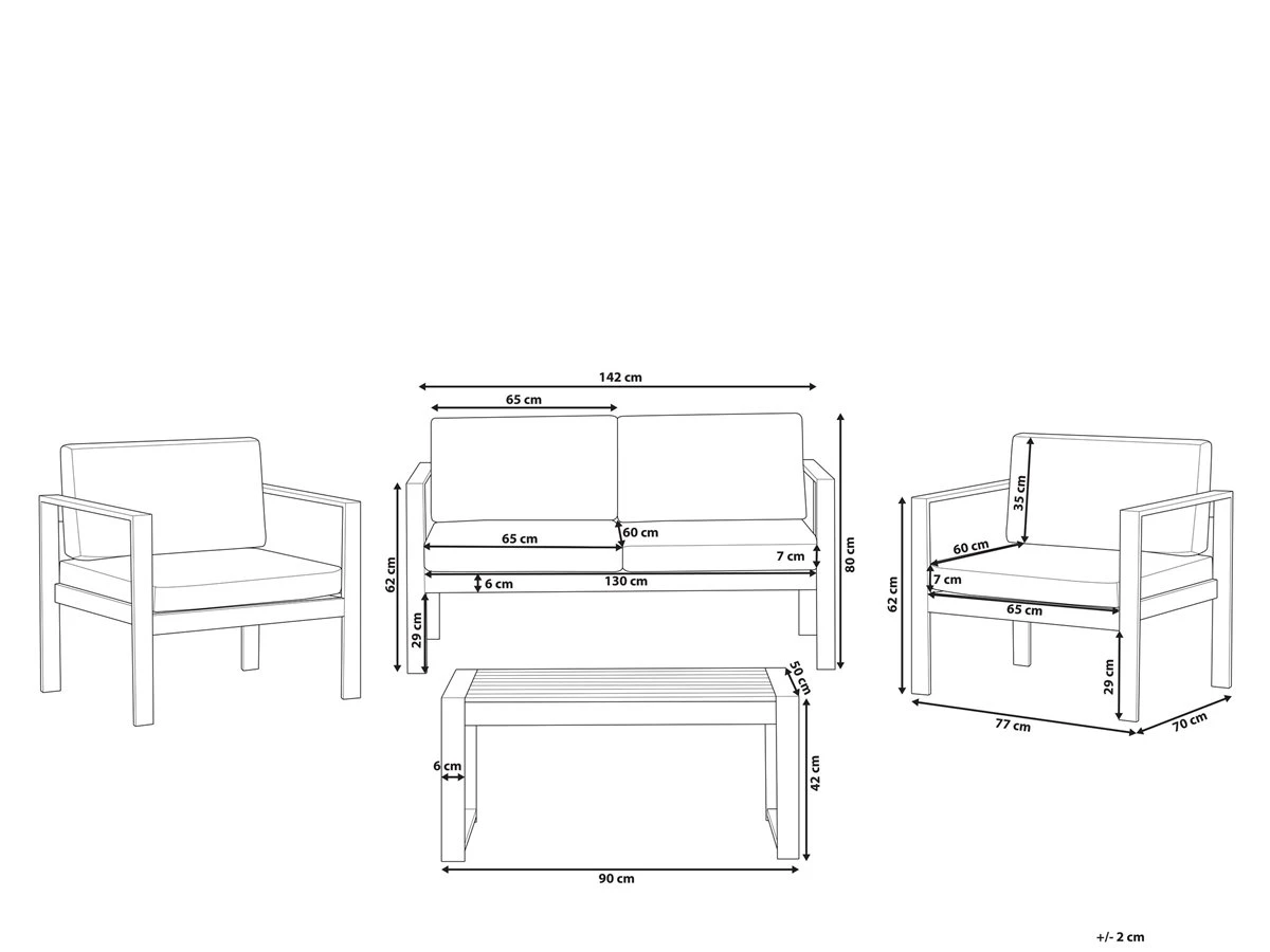 Conjunto De Jardín De Aluminio Gris/plateado SALERNO 5 Conjunto De Jardín De Aluminio Gris/plateado SALERNO - Imagen 3