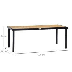 Outsunny Mesa De Jardín Rectangular Para 8 Personas Mesa De Comedor Exterior 190x90x74 Cm Con Encimera De Listones Y Estructura De Aluminio Para Terraza Balcón Natural Y Negro -Jardín Muebles Ventas 23caf6799381698dd2069c6ad33360b646f49c8f d06598bf791944acaa4797562548ad80