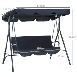 Outsunny Columpio De Jardín De 3 Plazas Silla Balancín Con Parasol Techo Ajustable En Ángulo Para Terraza Balcón Carga Máx. 200 Kg Acero 172x110x153 Cm Negro -Jardín Muebles Ventas 23d262b7f4e165742861a6c3b2fae6c9d8eeefd2 a6d0ee47ecf746f0a2878d9cad431a2f