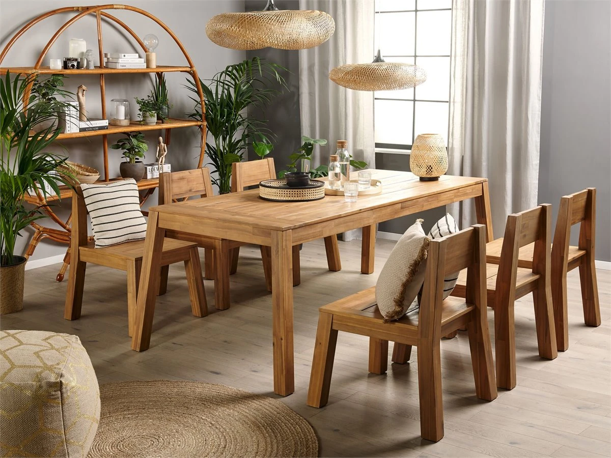 Conjunto De 4 Sillas De Madera De Acacia Clara LIVORNO 6 Conjunto De 4 Sillas De Madera De Acacia Clara LIVORNO - Imagen 4