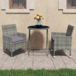 Set De Bistró Jardín 3 Pzs Ratán Sintético Vidrio Templado Gris VidaXL -Jardín Muebles Ventas 243185c20917a0dd065418bd813d2ba865d86234 9fbbc302c0fc44489617923ec79683d6