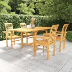 Conjunto De Comedor De Jardín 5 Piezas Madera Maciza De Teca VidaXL