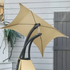 Outsunny Tumbona Colgante Con Sombrilla Protección UV Hamaca Sillón Con Toldo Estructura Estable Cuerda Antivuelco Y Forma Ergonómico Para Jardín Patio Terraza Metal 190x110x190 Cm Beige -Jardín Muebles Ventas 25cb7eb65250a0c0be74131da675269bd2a77971 a1b3ceddaeda4b5bbe92a194d14f50c9