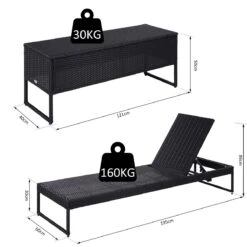 Outsunny Conjunto De 2 Tumbonas De Jardín Con Cojines Acolchados Ratán Con Mesa Auxiliar Para Piscina O Terraza Carga 160 Kg 195x60x86 Cm Acero Negro -Jardín Muebles Ventas 27a7077fade3b15ca3770f13ed6028e5776c72c5 556b67d729c14c6db8f109125886cd29