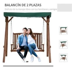 Outsunny Banco Columpio De Jardín De Madera Con Dosel Verde 160x120x165 Cm Carga 227 Kg Balancín Para Patio Jardín Terraza Exterior Protección Solar Marrón -Jardín Muebles Ventas 290a0d2e8eff8e8098573bc072b38ab4581a9cd8 e8948d30e46244e8a354ff2a1816e43f