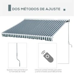 Outsunny Toldo Eléctrico Retráctil Con Función Manual Con Manivela Y Mando A Distancia 300x250 Cm Para Ventanas Puertas De Rayas Verde Y Blanco 13 Outsunny Toldo Eléctrico Retráctil Con Función Manual Con Manivela Y Mando A Distancia 300x250 Cm Para Ventanas Puertas De Rayas Verde Y Blanco -Jardín Muebles Ventas 2f13bd40b8e1e0c3415e5733e2dd283c4eb2a31c d0c3d899829b429ebdd2e5bafcb75f3e