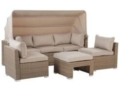 Conjunto De Jardín 5 Plazas De Ratán Color Natural Beige COCCOLIA -Jardín Muebles Ventas 2f1d1a72039c36b3557ebe275cd3c4ca6e7174b2 73a75c7765ed49039c9bf7a880d6171b