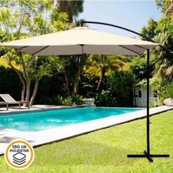 Sombrilla Aktive BANANA 300 X 250 X 300 Cm Aluminio Crema