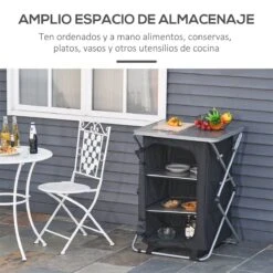 Outsunny Armario Cocina De Camping Plegable Con Paravientos 3 Estantes Bolsa De Almacenamiento Encimera 58X65x93 Cm Para Exterior Acampadas Picnics Tela Oxford Negro -Jardín Muebles Ventas 328f209d7e1ebfaac9de08a7c54d5bf2ea7d0173 c67d8bc944e24627bf87cbb7aac052c7