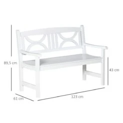 Outsunny Banco De Madera Maciza Exterior De 2 Plazas 123x61x89,5 Cm Banco De Jardín Con Respaldo Decorativo Y Reposabrazos Para Terraza Balcón Patio Carga 250 Kg Blanco -Jardín Muebles Ventas 330bbfc798f10ad615c642e72c4d02b64ef55e74 3be9c558a51544c79210745c7be59192