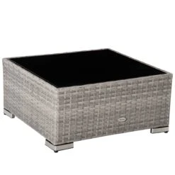 Outsunny Conjunto De Muebles De Jardín De Ratán 4 Piezas Mesa De Centro De Vidrio Sofá Doble Y 2 Sofás Esquineros Con Cojines Desenfundables Para Terraza Exterior Gris -Jardín Muebles Ventas 333a906f58a11f8684a9e8acc0ed13662ff2544f 9fedf299c40044afb061edfdfbb5c973