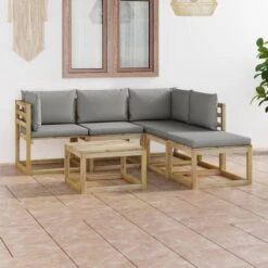 Juego De Muebles Jardín De 6 Piezas Con Cojines Grises VidaXL -Jardín Muebles Ventas 337750f455aa03ff8318c1c724e575a5c9d82dca 92ba6cd8fa9e424b8ac52feb05294769
