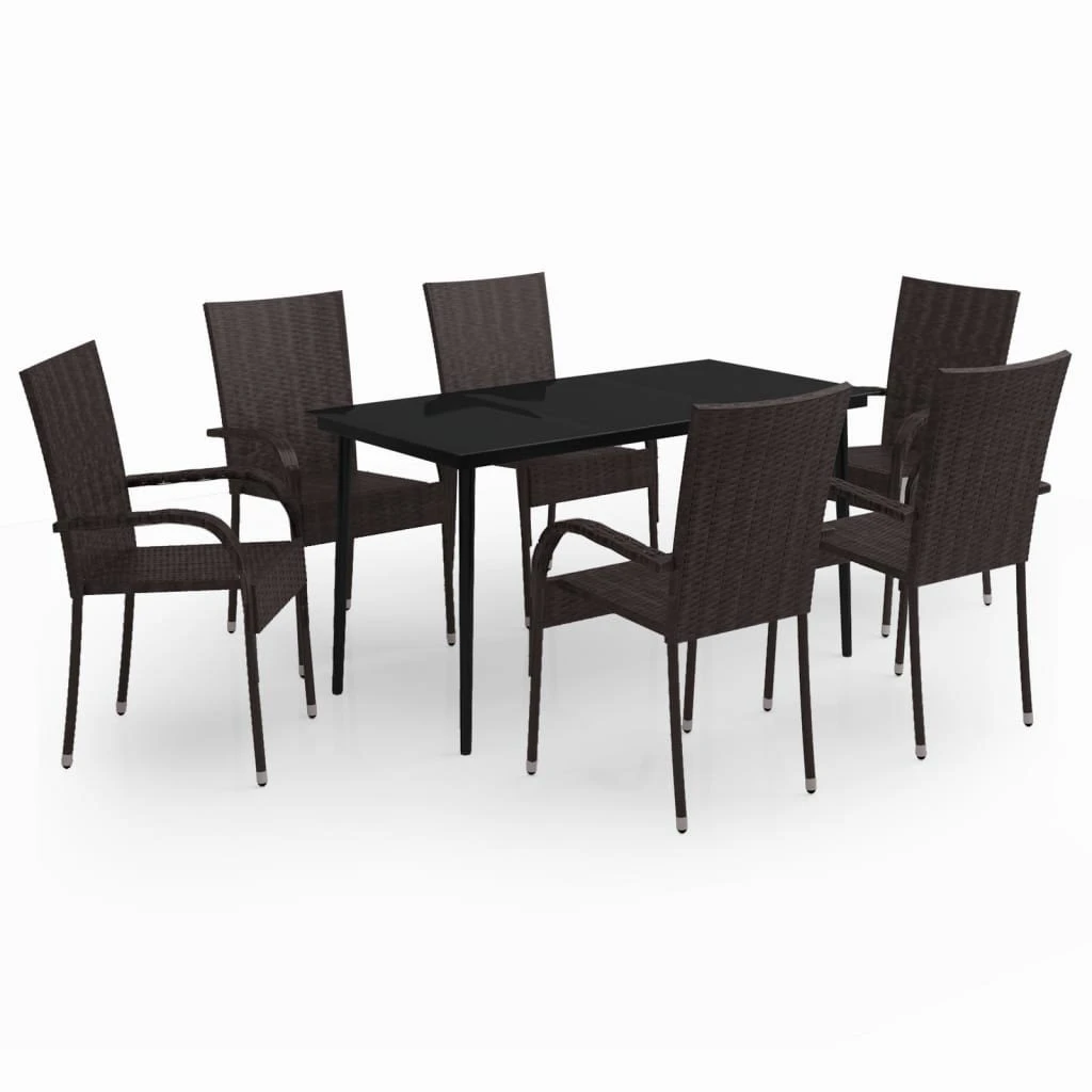Juego De Comedor De Jardín 5 Piezas Negro Y Marrón VidaXL 4 Juego De Comedor De Jardín 5 Piezas Negro Y Marrón VidaXL - Imagen 2