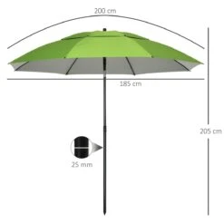 Outsunny Sombrilla De Playa Ø185x205 Cm Parasol Para Terraza Con Techo Doble Ángulo Ajustable Protección UV30+ 8 Varillas De Acero Y Bolsa De Transporte Verde -Jardín Muebles Ventas 352d544827c2a930a8c1b9117e32dbd5a37ce710 4c763a3145494826bde286411a2cb9e7