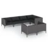 Set Muebles Jardín 7 Pzas Y Cojines Ratán Sintético Gris Oscuro VidaXL