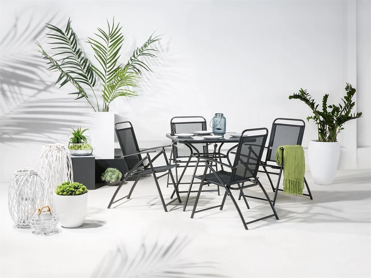 Conjunto De 4 Sillas De Jardín De Metal Negro LIVO 9 Conjunto De 4 Sillas De Jardín De Metal Negro LIVO - Imagen 7