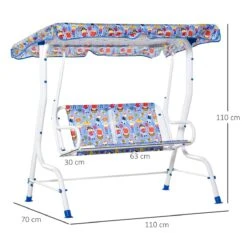 Outsunny Columpio Balancín De Jardín Infantil 2 Plazas Para Niños De +3 Años Con Toldo Ajustable En Ángulo Para Terraza Balcón Carga Máx. 60 Kg 110x70x110 Cm Azul -Jardín Muebles Ventas 386f4924102ea03b086b3ce4012fe23fe40636e7 9b61eb26dce04f069149c49b912746e6