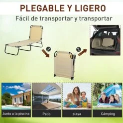 Outsunny Tumbona Plegable Reclinable Con Ángulo Ajustable De 5 Posiciones Para Jardín Exterior Piscina Terraza Camping Carga 120 Kg 190x56x28 Cm Beige 19 Outsunny Tumbona Plegable Reclinable Con Ángulo Ajustable De 5 Posiciones Para Jardín Exterior Piscina Terraza Camping Carga 120 Kg 190x56x28 Cm Beige -Jardín Muebles Ventas 3904b6141c09b413492a2b82fb516cc5063958e3 c24e03361efc4ad2a44c56418690e6dd