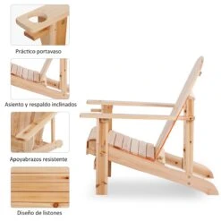 Outsunny Silla Adirondack De Madera Silla De Jardín Con Reposabrazos Y Respaldo Alto Para Terraza Balcón Exterior 72,5x97x93 Cm Natural -Jardín Muebles Ventas 3c076e802cc8dc3d7b2728f16a95c9e5498c4cdb 5194ba80cf94417984787040516d5727