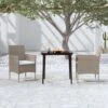 Juego De Comedor Para Jardín 3 Piezas Con Cojines Beige Y Negro VidaXL