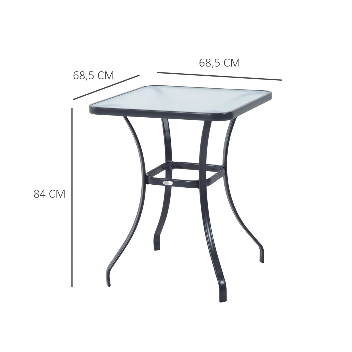 Outsunny Mesa Auxiliar De Cristal Templado Cuadrada Bordes Redondeados Mesita Cafépara Patio Terraza Balcón Negro Y Transparente 68,5x68,5x84 Cm 5 Outsunny Mesa Auxiliar De Cristal Templado Cuadrada Bordes Redondeados Mesita Cafépara Patio Terraza Balcón Negro Y Transparente 68,5x68,5x84 Cm - Imagen 3
