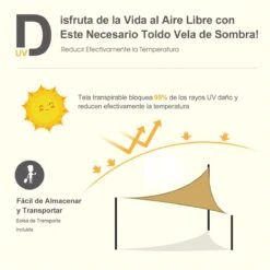 Outsunny Toldo Vela Color Arena Sombrilla Parasol Triangulo Tela De Poliéster Jardin Playa Camping Sombra (varios Colores Y Medidas), Medida 3x3x3 Metros, Color Arena -Jardín Muebles Ventas 3d400d48df91657330c38fe9b6cb0b11b9a04a6f ba0f0378d193415a97d52254ce64cec1