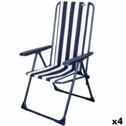 Silla Plegable Aktive Blanco Azul Marino A Rayas 46 X 101 X 59 Cm (4 Unidades)