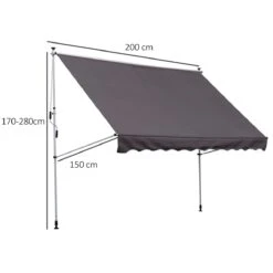 Outsunny Toldo Manual Retráctil 200x150 Cm Con Manivela De Aluminio Ángulo Ajustable Protección Solar Para Terraza Balcón Jardín Patio Gris -Jardín Muebles Ventas 3e8c499bf43d58de64a1b492a48c43eda028b93b b290283c43a149e78f5c3e4d33ceb7c9