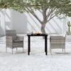 Juego De Comedor Para Jardín 3 Piezas Con Cojines Gris Y Negro VidaXL